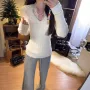 v领长袖气质新款针织衫
