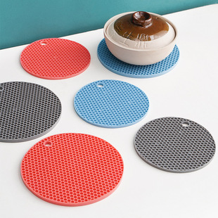 Round Silicone Honeycomb Coaster Heat Insulation Mat Dining Table Anti-scalding Mat Kitchen Coffee Coaster Bowl Mat Anti-scalding Dining Mat