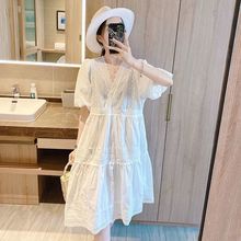 欧洲站2025夏韩版新款气质女神范收腰显瘦仙女高端性感V领连衣裙