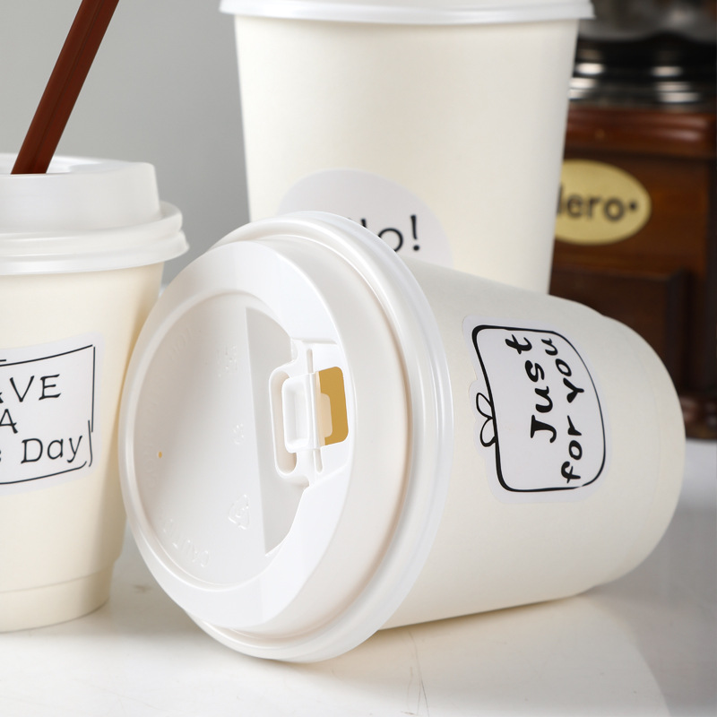 Desechable hueco aislado de doble capa de café leche té para llevar bebida caliente envasado a prueba de fugas cubierta taza de papel USO COMERCIAL
