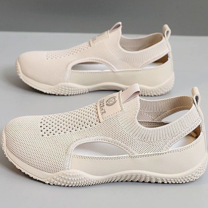 Женские slip-on летние кроссовки, корейский стиль, дышащий трикотаж верх, EU 36–40