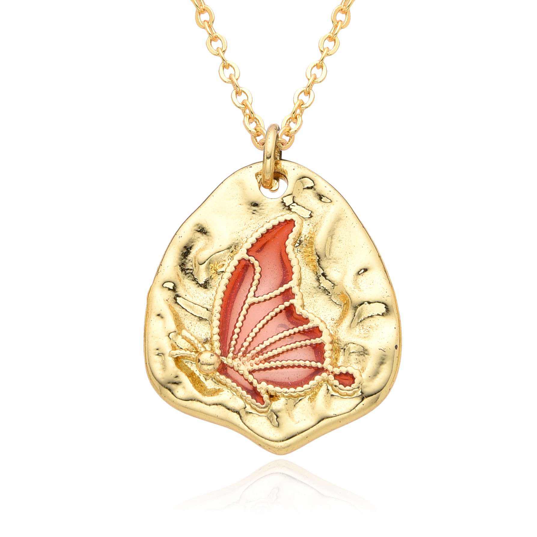 Daily, Street Occasion Copper IG Style Simple Style Butterfly Enamel Plating Inlay Zircon Pendant Necklace