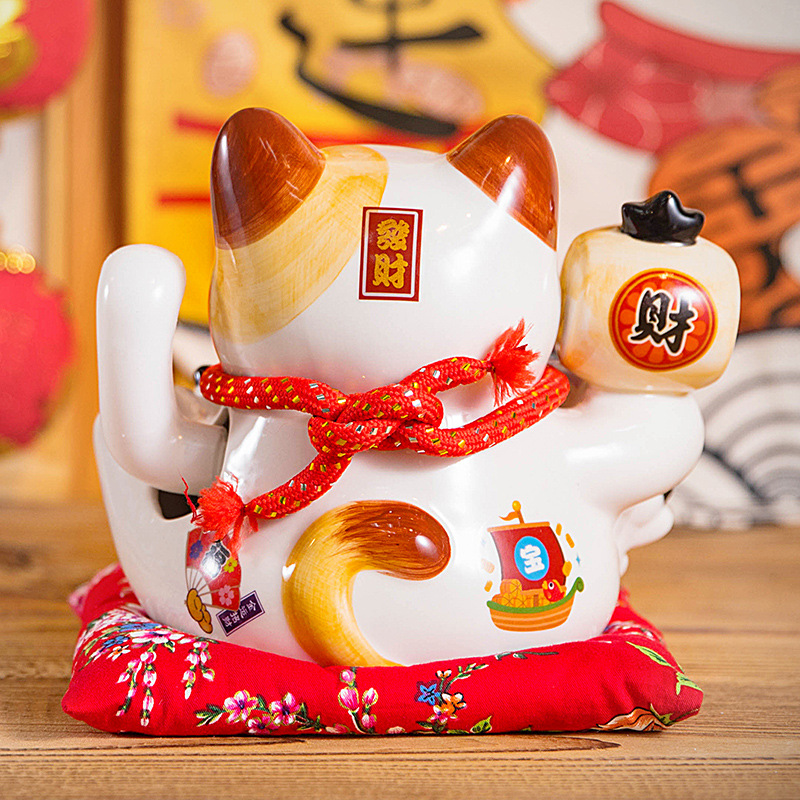 Cerámica agitación de mano para atraer adornamientos gatos ricos tiendas grandes y pequeñas cajas en el hogar sala de estar regalos automáticos agitación