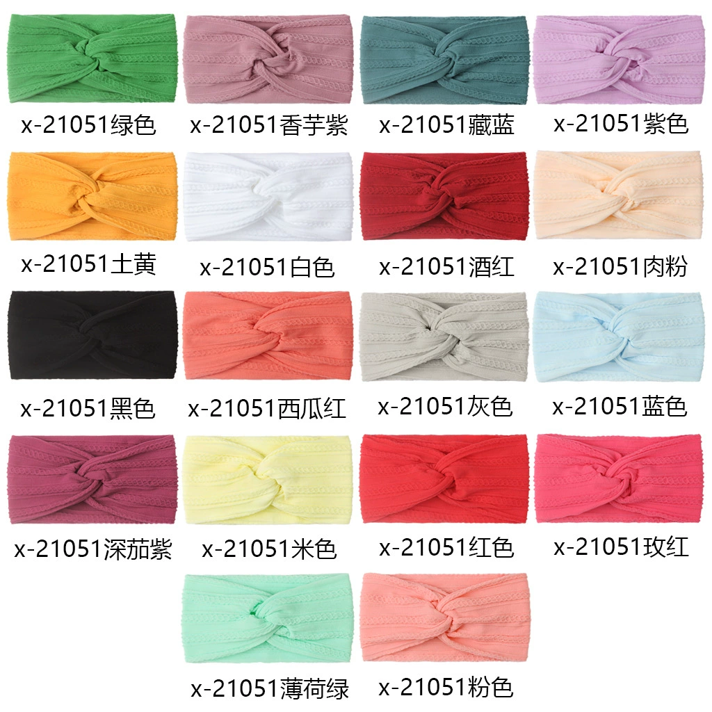 New children's hair babies, pure -colored nylon flower wide -moving headscarf Baby Turban hair band