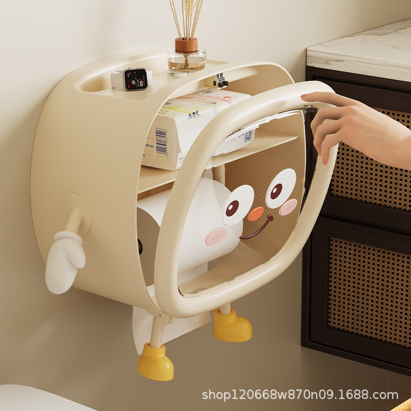 ティッシュボックス浴室トイレットペーパーボックス壁掛けパンチフリートイレクリエイティブ防水ティッシュボックストイレットペーパー収納ラック|undefined