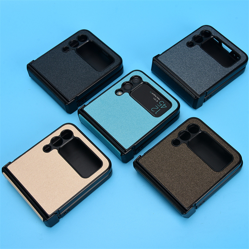 For Samsung Z FLIP 3 sand leather three-section folding screen SM-F711W, SM-F7110 phone case
