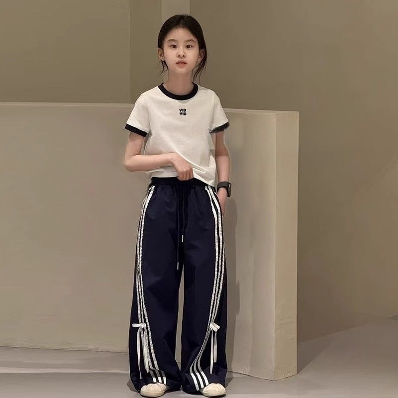 女童短袖T恤夏装2026新款韩版大童炸街体恤女孩字母印花百搭上衣