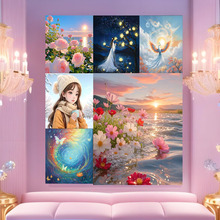 新款20*20数字油画手工diy卡通涂色填充画儿童益智手绘油画装饰画