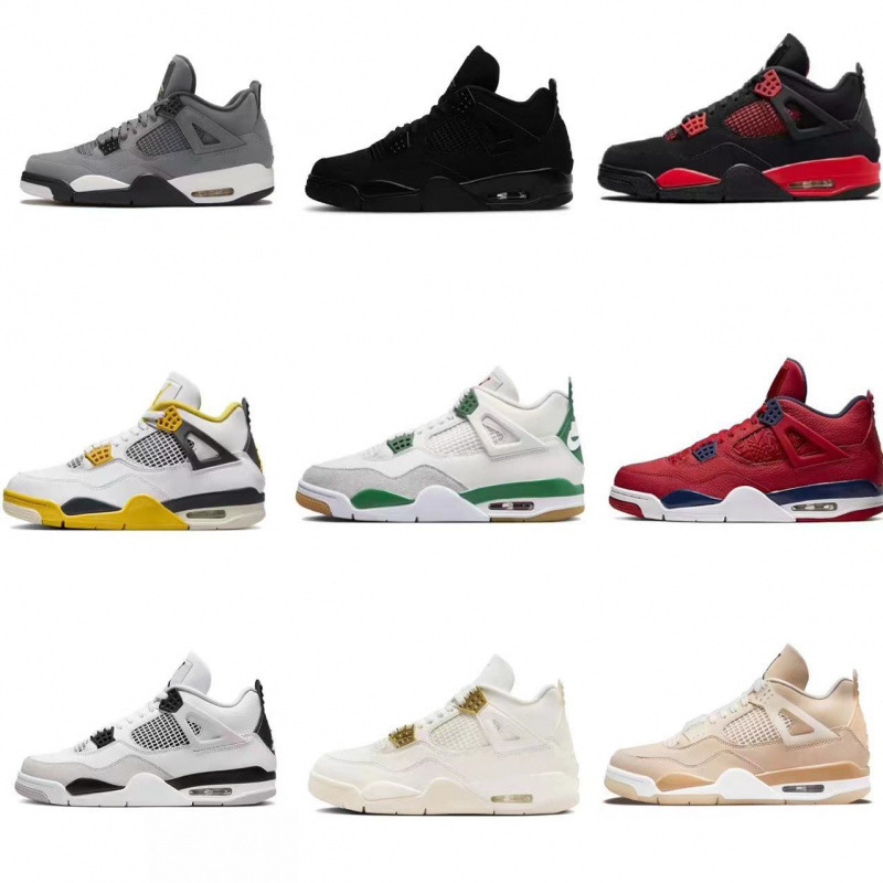Putian Factory Aj4 Shoes Co-Branded White Sail Paris Oreo Basketball Shoes Joe 4 White Cement Cross-Border Export Dropshipping