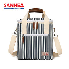 New Three-Nest Striped Thick Insulated Bag Large Capacity Handheld Cross-Body Mommy Bag Breast Milk Bag Cross-Border Cooling Ice Bag