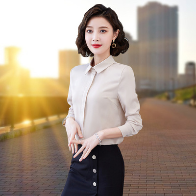 2022年春秋新款衬衫长袖雪纺衬衣女职业装工作服气质工装时尚百搭