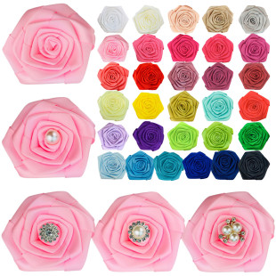 6cm ribbon rose ribbon 6-corner flower children's hair accessories corsage pet hanging flower shoe flower in stock