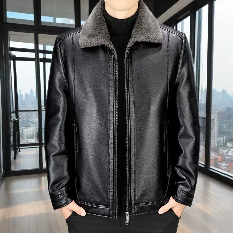 Warm demi-season short winter down jacket, for middle age