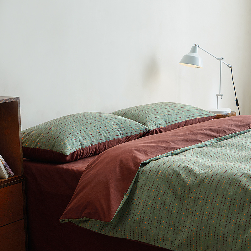 Parure de lit 4 pièces en jacquard de coton style vintage_voghion.com