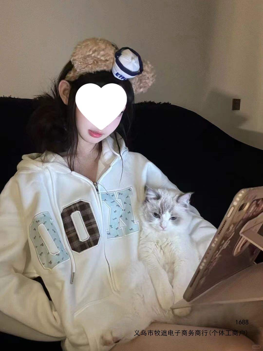 国潮牌字母印花连帽拉链卫衣外套女秋冬个性设计感小众学院风开衫