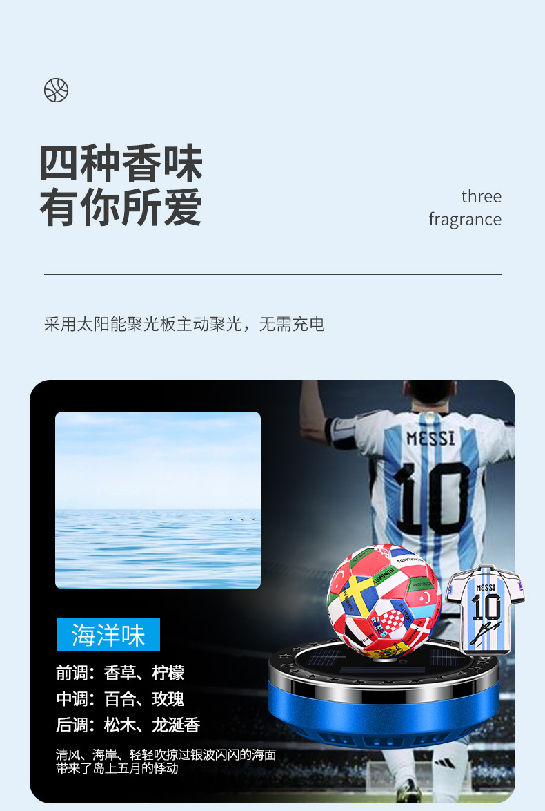 New Jersey Solar-Powered Rotating Football Ornament Car Accessories Decoration Solar-Powered Aromatherapy Essential Oil for Odor Removal