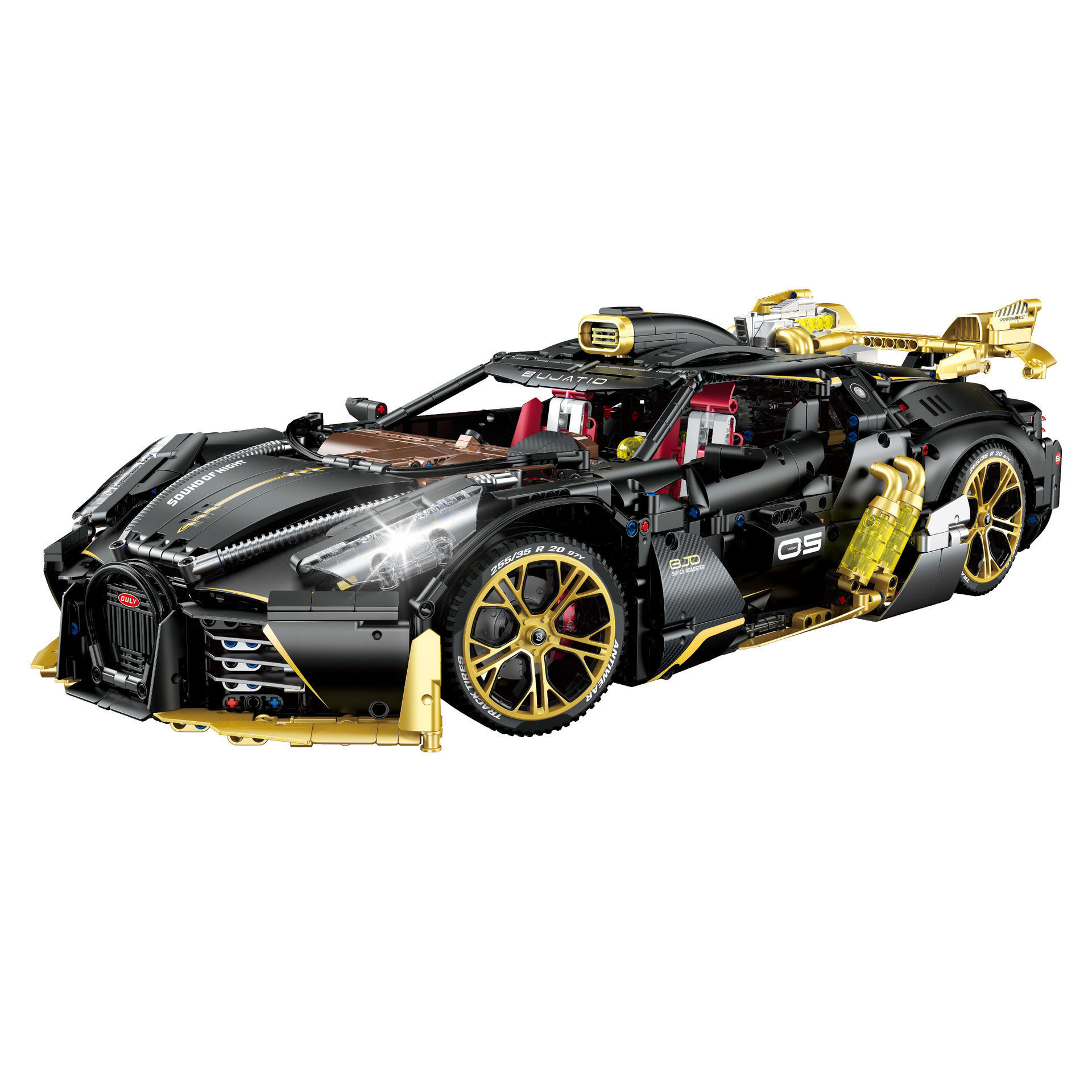 Gu Li 10631 Super Run Racing Bugadi Dark Night Voice Galvanoplastia Edición limitada Bloques de construcción ensamblados Modelo de juguete Hombre