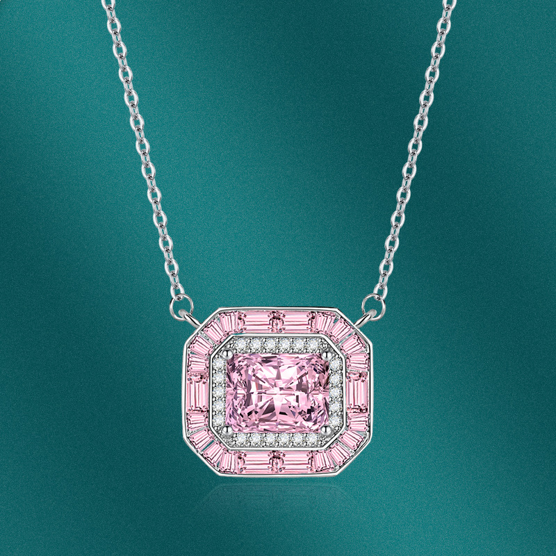 Fashion Square Copper Inlay Artificial Diamond Pendant Necklace 1 Piece