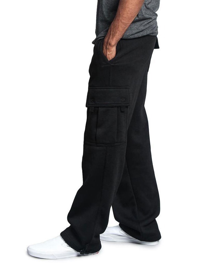 Comercio exterior transfronterizo de Europa y América nuevos hombres multi-Bolsillo overoles Otoño e Invierno cepillado casual tobillo-atado pantalones hombres