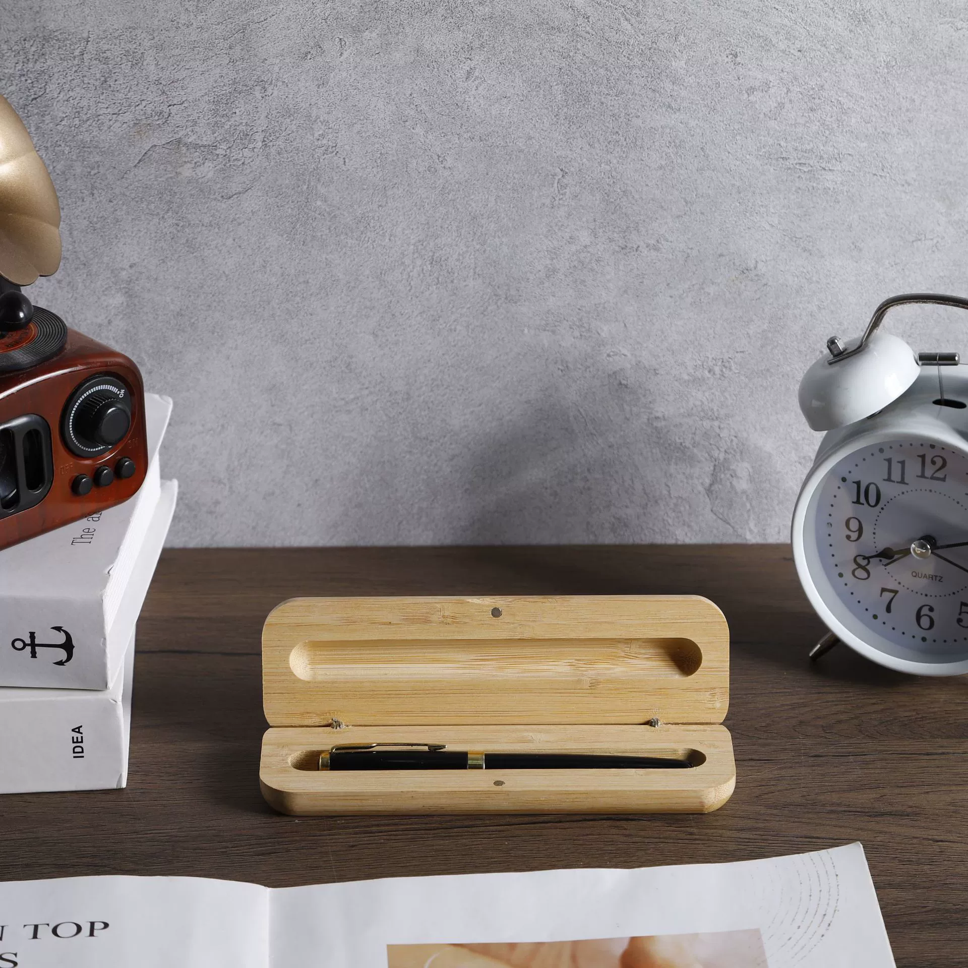 Складной бамбук цвет перо коробка Творческий Простой один слот Бамбук ручка коробка бизнес подарок логотип ручка коробка