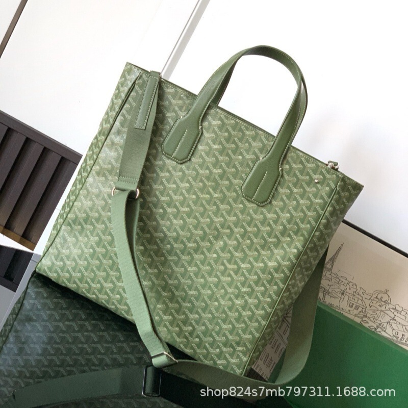 Goyard Men's Tote Bag Vertical Official Document Handbag Crossbody Bag Cowhide High Version Dog Teeth Bag Computer Bag