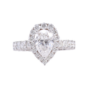 Cross-border Hot Pear-shaped Cultivated Diamond Ring Wedding Ring Luxury Fashion 18K White Gold Factory Direct Sale