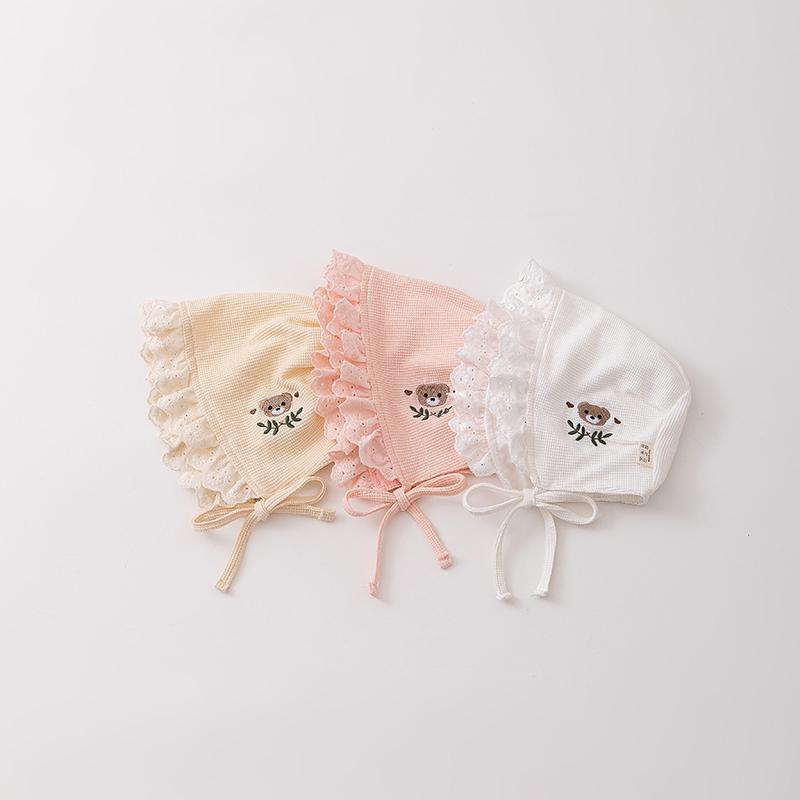 3-12 Meses de primavera y otoño delgado lindo super adorable algodón primavera recién nacido mes pequeño sombrero de la princesa de la corte