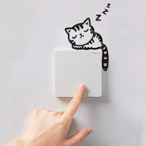 Exterior trade exclusive 3D acrylic mirror wall sticker Cute animal switch sticker Bedroom living room wall decoration