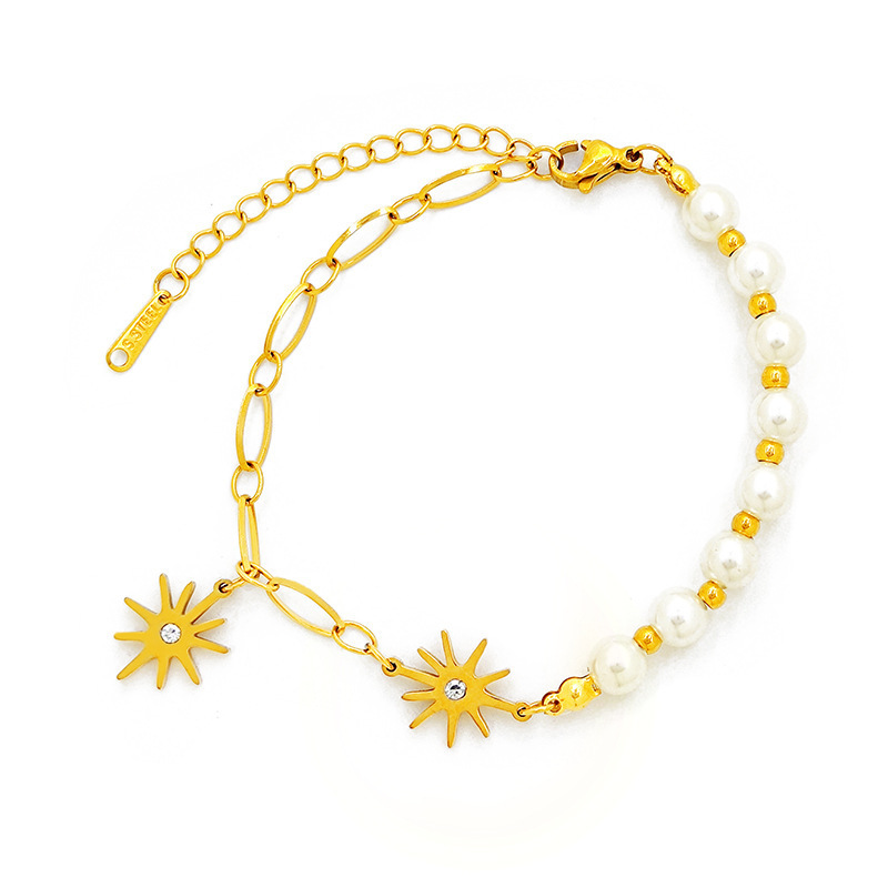 Estilo francés nicho diseño pulsera estrella perla pulsera femenina retro ins viento neto rojo joyería de moda al por mayor