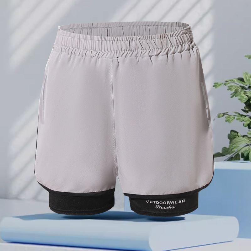 ゆったりとしたファッショナブルなメンズ水泳パンツ、二重層の恥ずかしさ防止プロ仕様の5点速乾性水着、スポーツビーチ水泳用品|undefined
