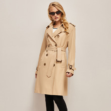 嘉泽华2025年秋季新款中长B家风衣女嘎巴甸经典双排扣收腰外套女