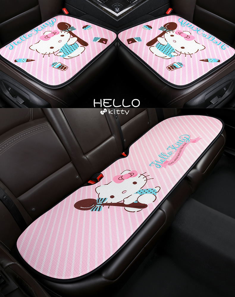 kitty cartoon car cushion single piece three-piece set goddess Four Seasons universal small waist summer car cushion Main driving
