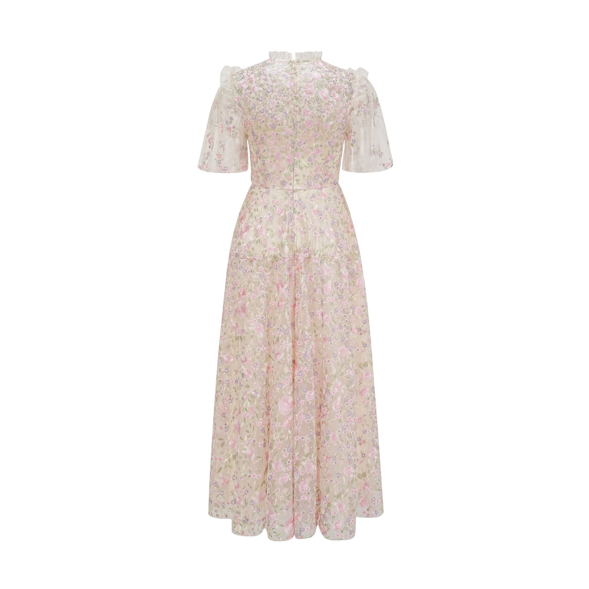 New Chinese-style Cheongsam Sweet And Elegant, Slimming, Floral Mesh Bridesmaid Dress, Party Dress_ecoleips.com