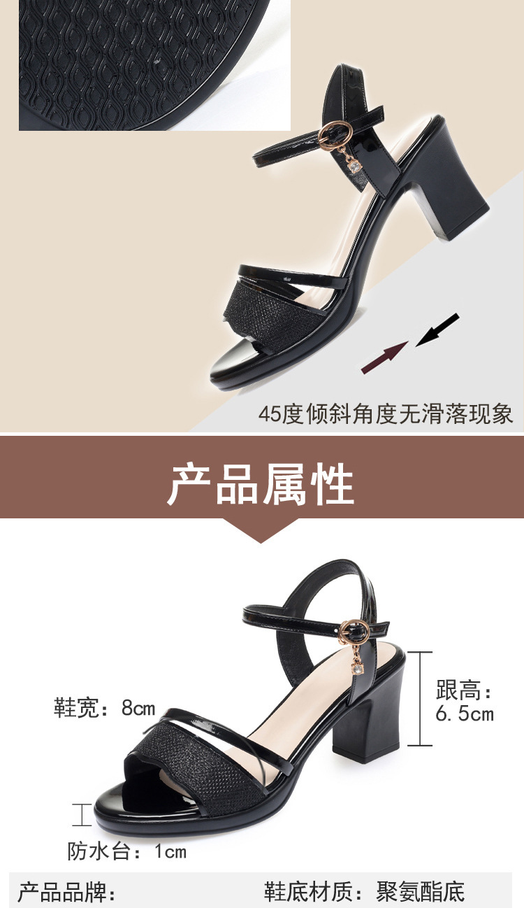 Sandal cao gót nữ quai ngang gót nêm dày thoải mái, phù hợp chân to cỡ lớn 35–43 — Bạc (Mẫu gót nêm 2218-2) chi tiết 4