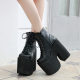 Hate Sky High Thick Heel Boots Women's European and American Fashion New Stage Show plus size Wedge Heel Martin Boots