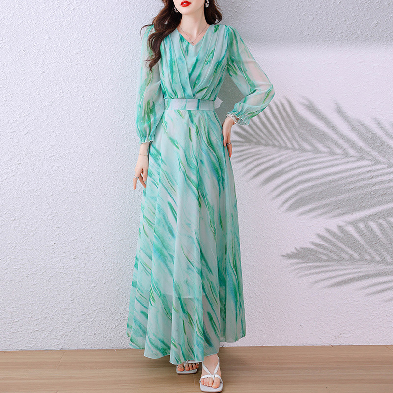 Women's Summer Tall Chiffon To Ankle Temperament Maxi Floor-Length Dress_ecoleips.com