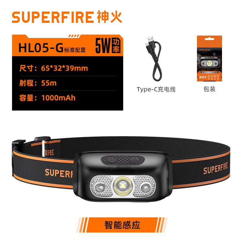 Lámpara de luz luminosa para pescadores de alta intensidad inducción de larga duración portátil al aire libre led headlight