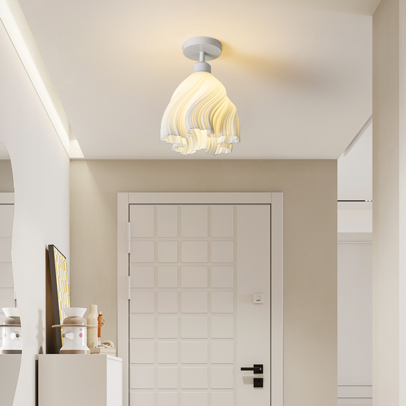 Gran vista jardín pasillo lámpara de pasillo lámpara de entrada creativa puerta de entrada lámpara de techo red crema abrigo lámpara de cabina 485L