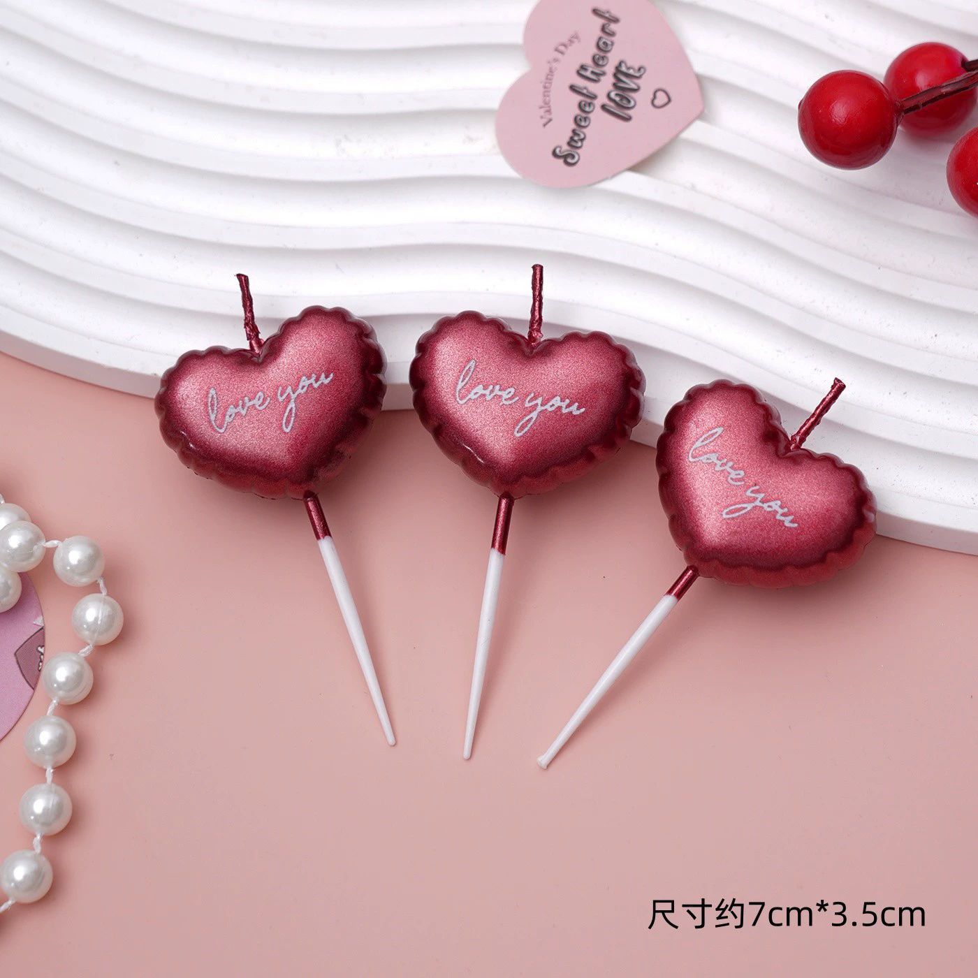 Qixi día de San Valentín pastel horneado decoración I love U I love you confession velas amor perlas de azúcar