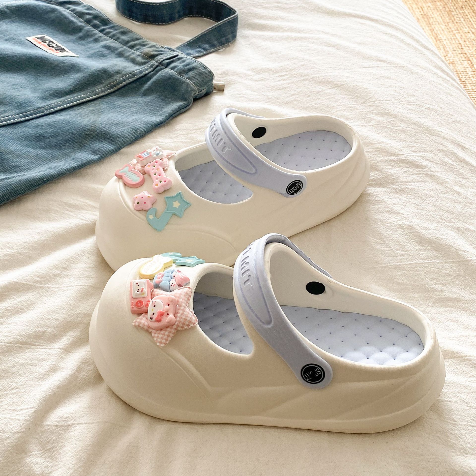흰색 파란색 · 별 쇼핑 고양이