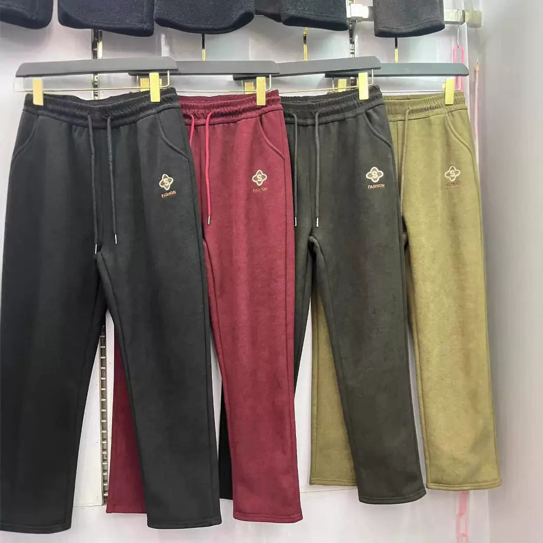 妈妈裤子秋冬款加绒加厚哈伦裤中老年女裤宽松大码直筒休闲萝卜裤