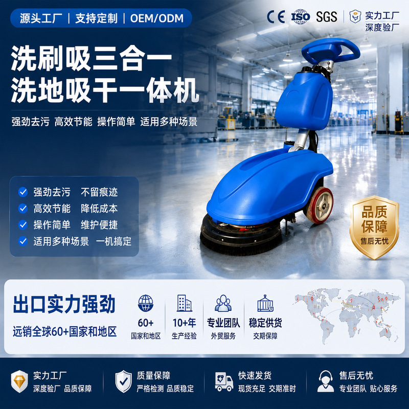 Fully Automatic Hand-Push Floor Cleaning Machine for Commercial Office Buildings, Small Cleaning and Suction All-In-One Machine