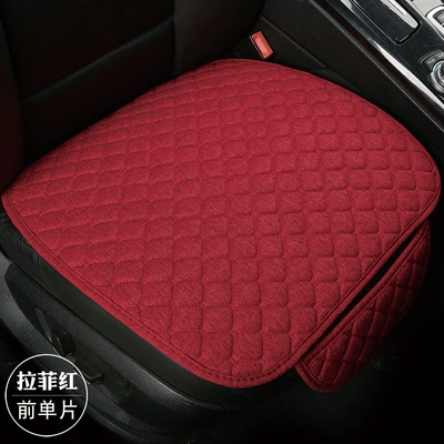 New car seat cushion, universal for all seasons, linen single seat + backrest for the rear row + backrest for five-seater seat cushion, available for wholesale (Four Seasons Pad) - front-row-lafite-red-universal