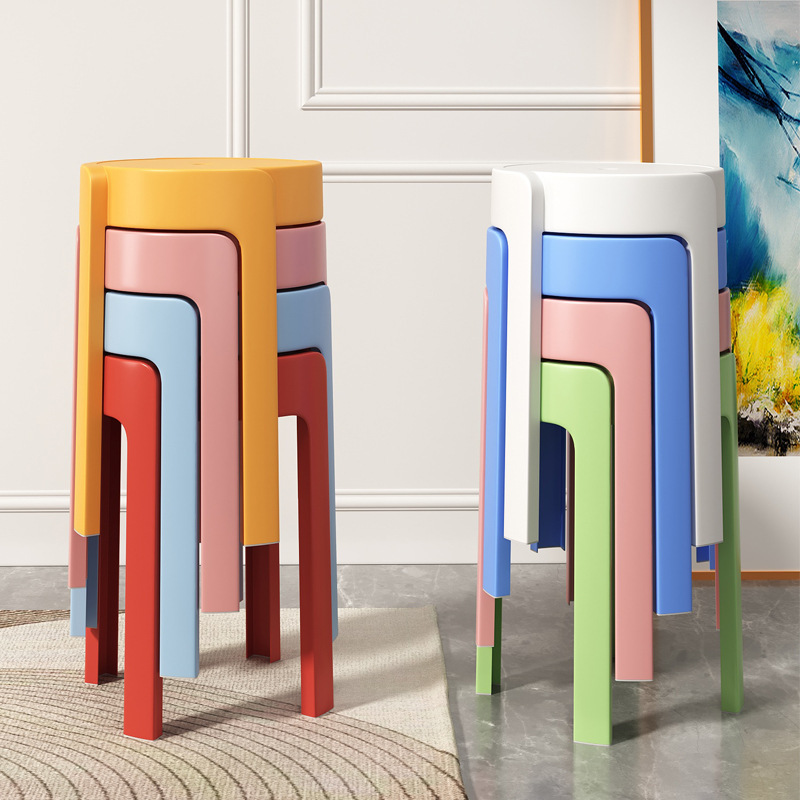 Household Stackable Plastic Stool Living Room Stacked Stool Internet-popular High Stool Thickened Windmill Stool Restaurant Dining Table Stool
