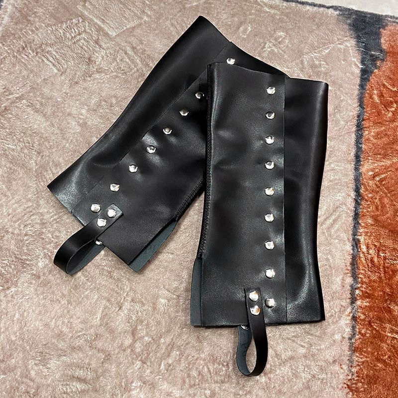 Knee‑high platform boots, European style, chunky sole with stud accents