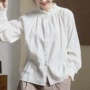 长袖花边领法式显瘦衬衫
