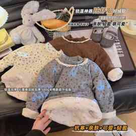 女童打底衫2025秋冬新款女宝宝加厚甜美碎花上衣儿童拼接花边长袖