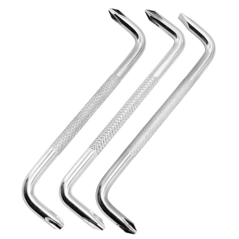 destornillador de ángulo recto en forma de Z con codo de ángulo recto en forma de cruz de doble cabeza pequeño destornillador de correa magnética de doble propósito de 90 grados