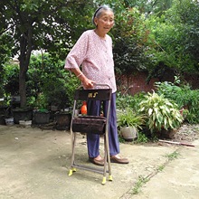 不锈钢折叠椅老人手杖靠背户外休闲便携带多功能老人手杖凳折叠椅