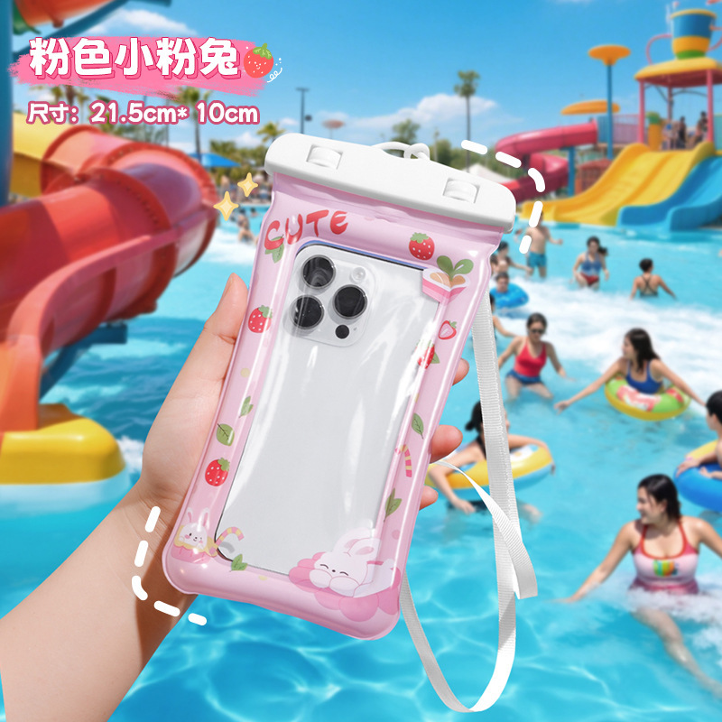 漫画の携帯電話防水バッグ、タッチスクリーン、ラフティング、水泳、ダイビング、エアバッグ保護カバー、防塵写真機器保護バッグ|undefined